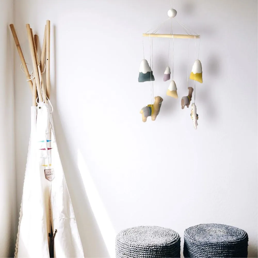 Felt Nursery Mobile - Llamas