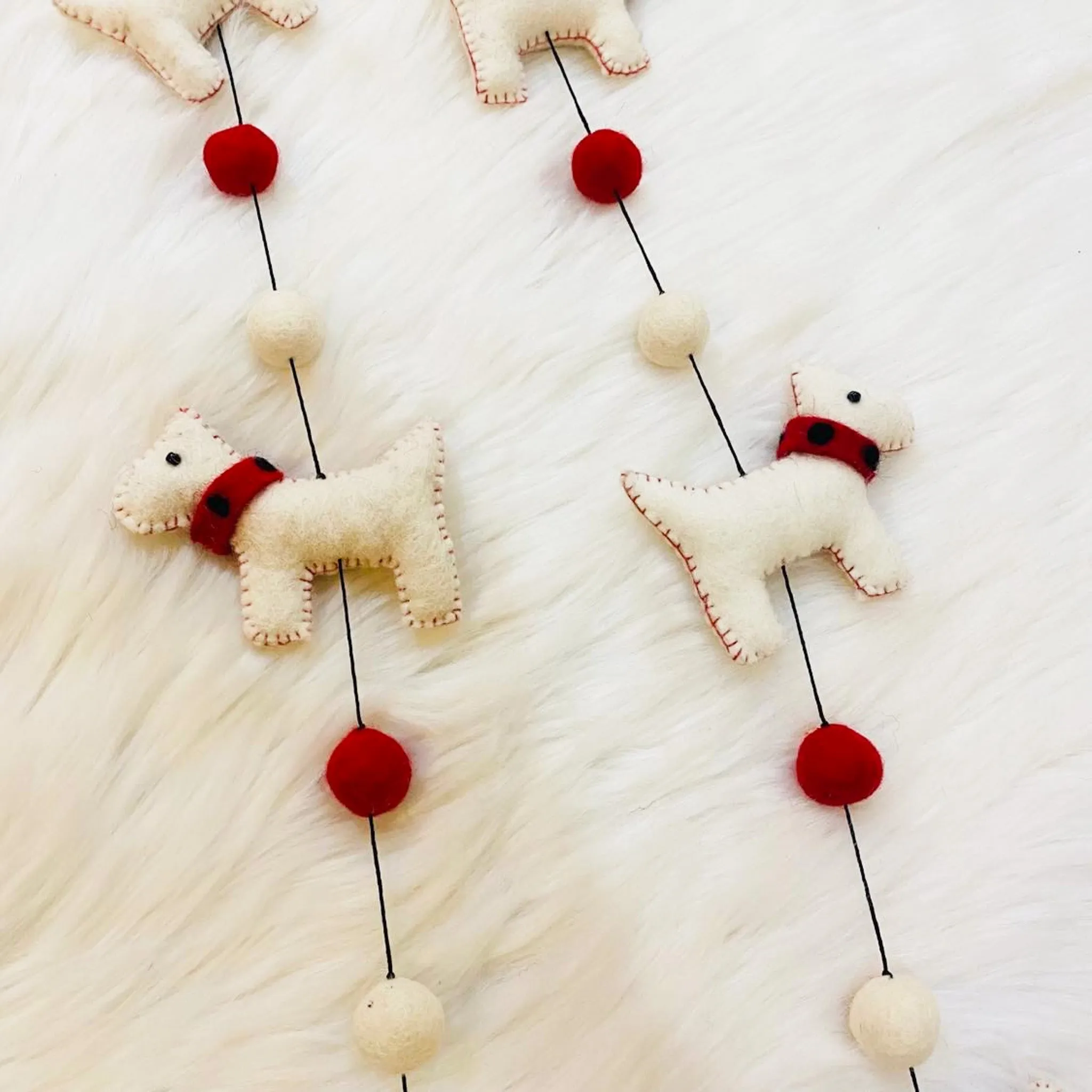 Felted Dog Hanging with Bells