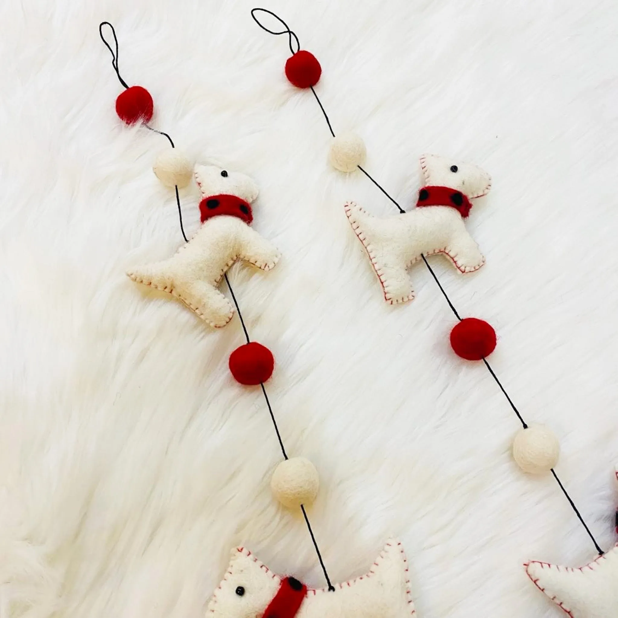 Felted Dog Hanging with Bells