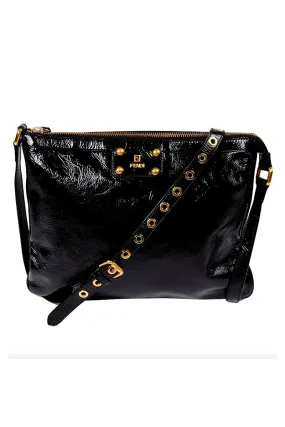 Fendi Black Patent Leather Handbag W Dust Bag Original Tag & Authenticity Card