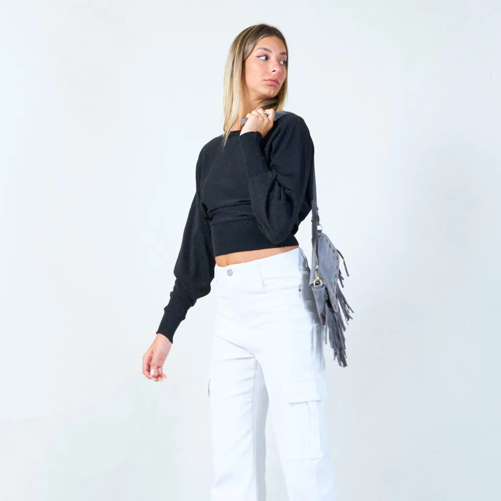Fringe crossbody bag with studded details wholesale
