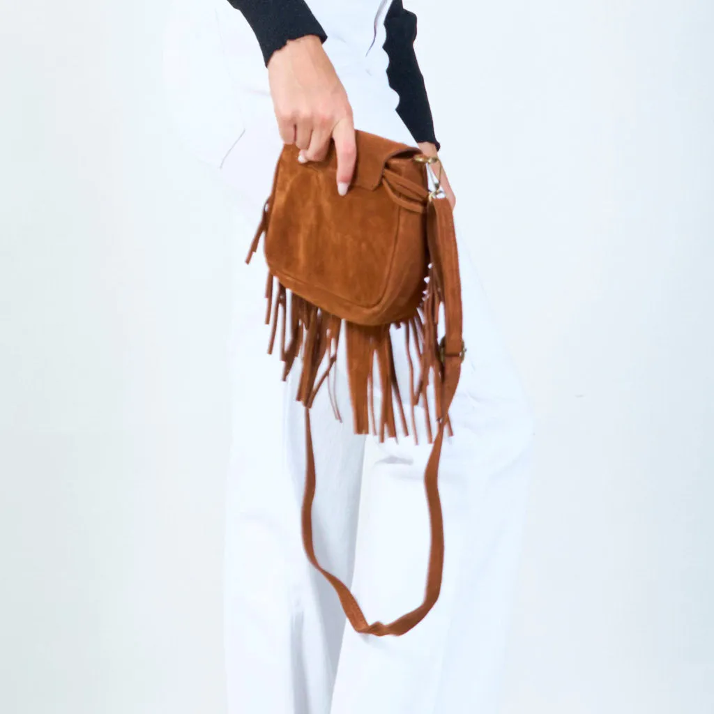 Fringe crossbody bag with studded details wholesale