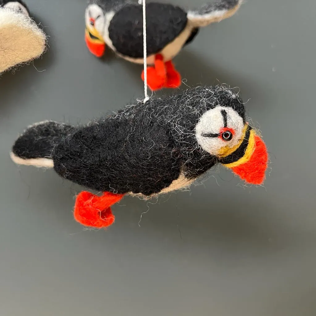 Handmade Felt Puffin Mobile - Fairtrade