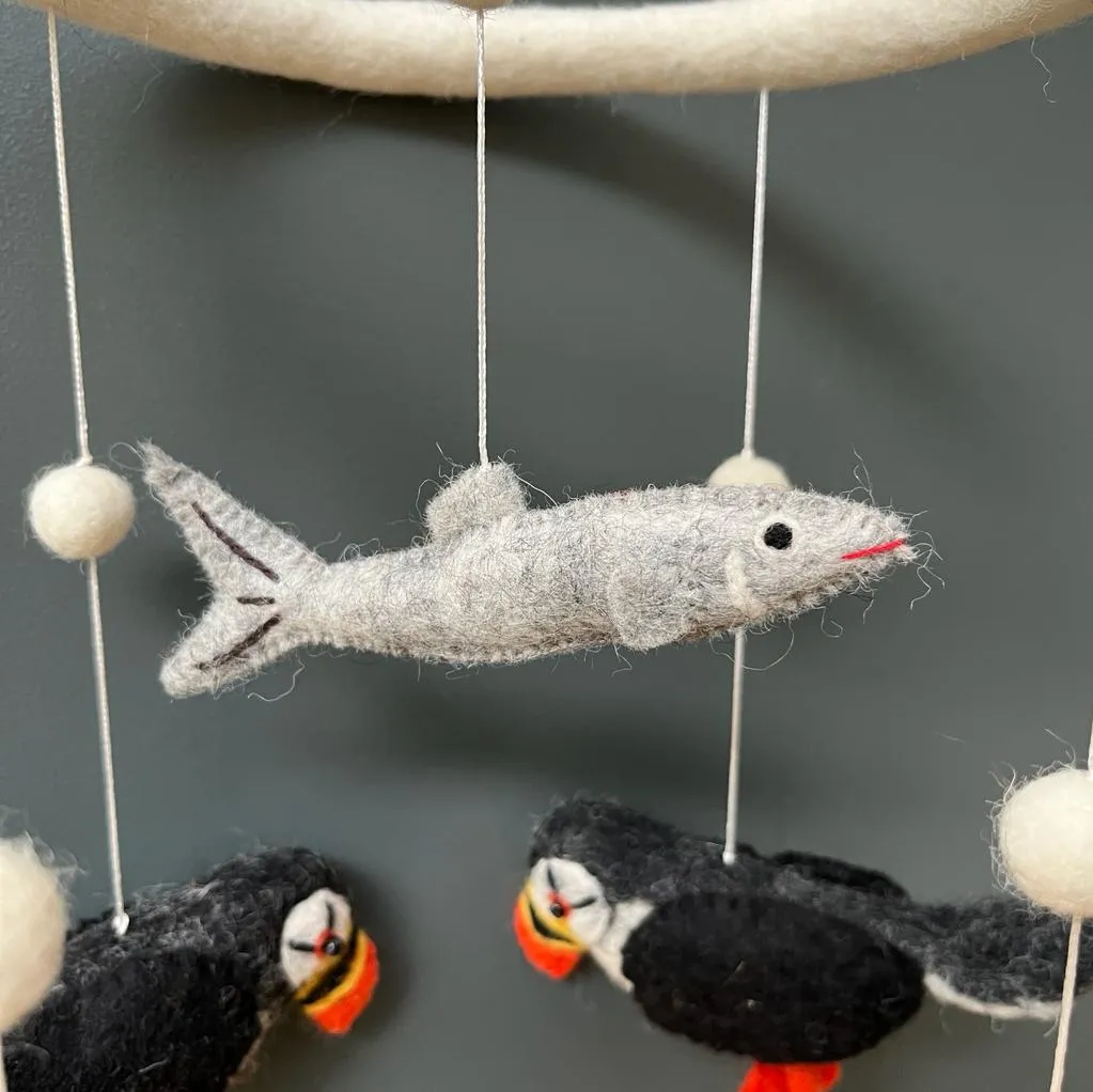 Handmade Felt Puffin Mobile - Fairtrade