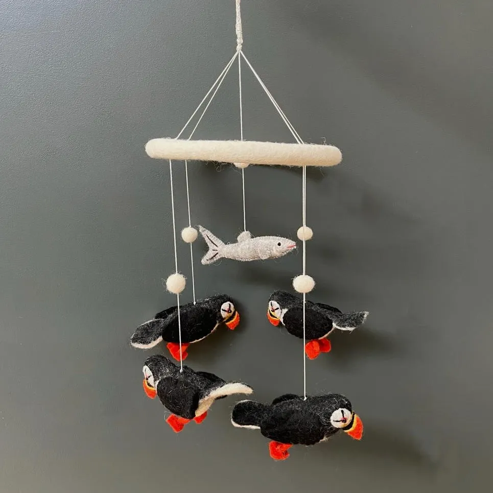 Handmade Felt Puffin Mobile - Fairtrade