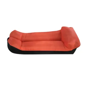 Inflatable Sofa Bed for Camping, Fishing, and Beach, Color-Blocking Pillow Style, Tear-Proof, 94.5 x 21.7 inches (Orange   Black)