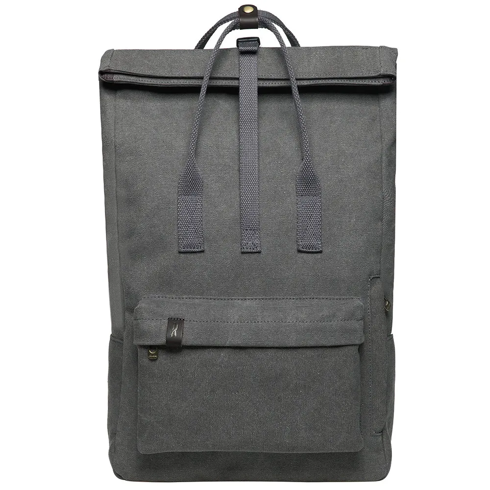 KAUKKO Vintage Canvas Rucksack Laptop Backpack for 12" Notebook for Women Men,School College Backpack (47-2-GREY)