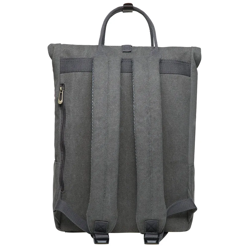 KAUKKO Vintage Canvas Rucksack Laptop Backpack for 12" Notebook for Women Men,School College Backpack (47-2-GREY)