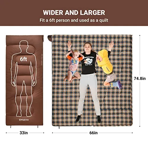 KingCamp Sleeping Bag Cotton Flannel Sleeping Bags for Adults