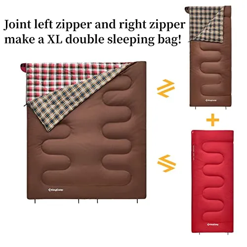 KingCamp Sleeping Bag Cotton Flannel Sleeping Bags for Adults