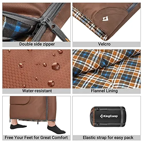 KingCamp Sleeping Bag Cotton Flannel Sleeping Bags for Adults