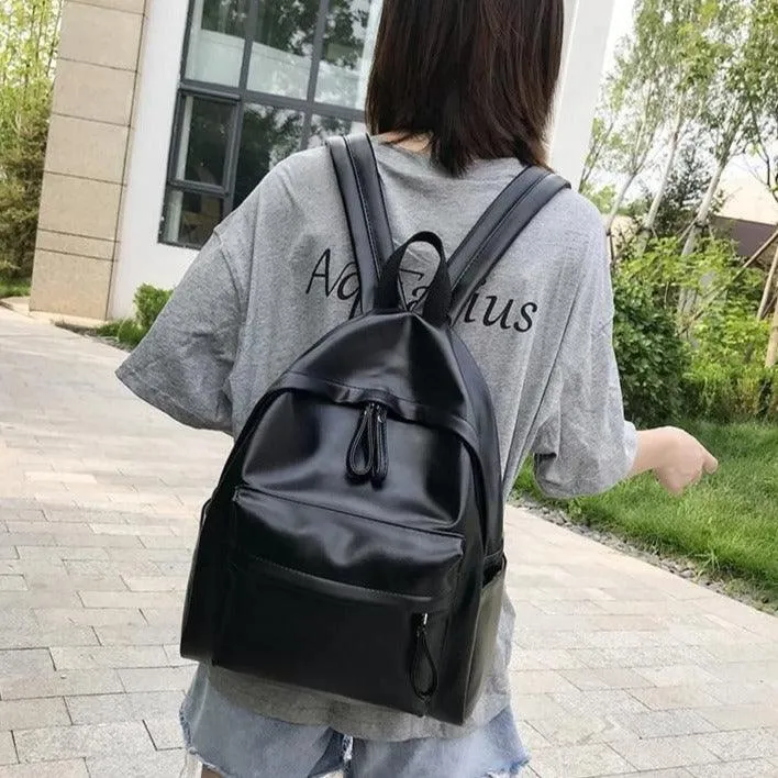Leather Cool Backpack: Multi Pocket Big Travel Bag for Women XA503H