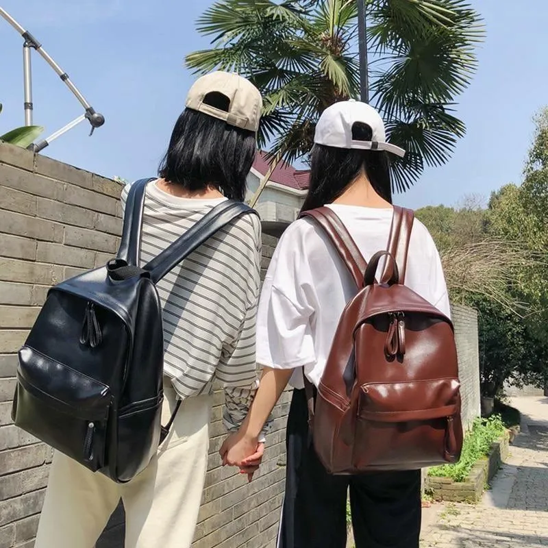 Leather Cool Backpack: Multi Pocket Big Travel Bag for Women XA503H