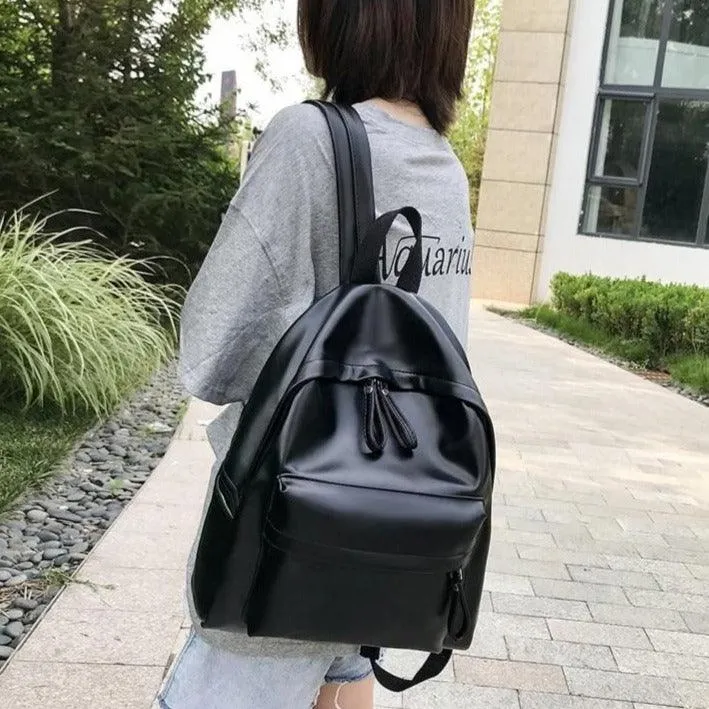 Leather Cool Backpack: Multi Pocket Big Travel Bag for Women XA503H