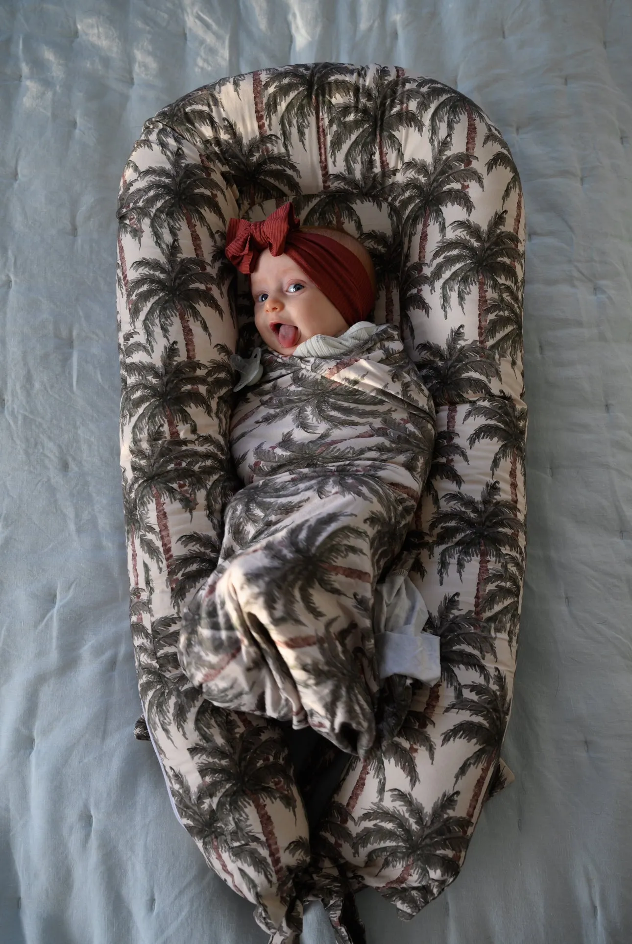 Lilly & Co x Friday Flamingo Palm Print Baby Nest - Limited Edition