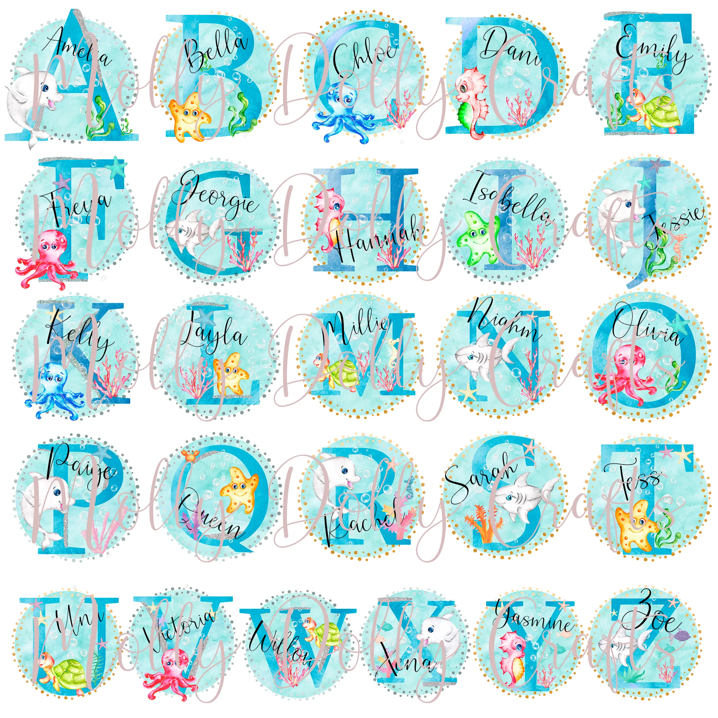 Marine Sea Life Alphabet Personalised School Pencil Tin