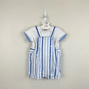 Mayoral Baby Blue Striped Dungaree Shorts Set 12 Months