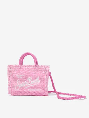MC2 Saint Barth Girls Embroidered Straw Bag in Pink