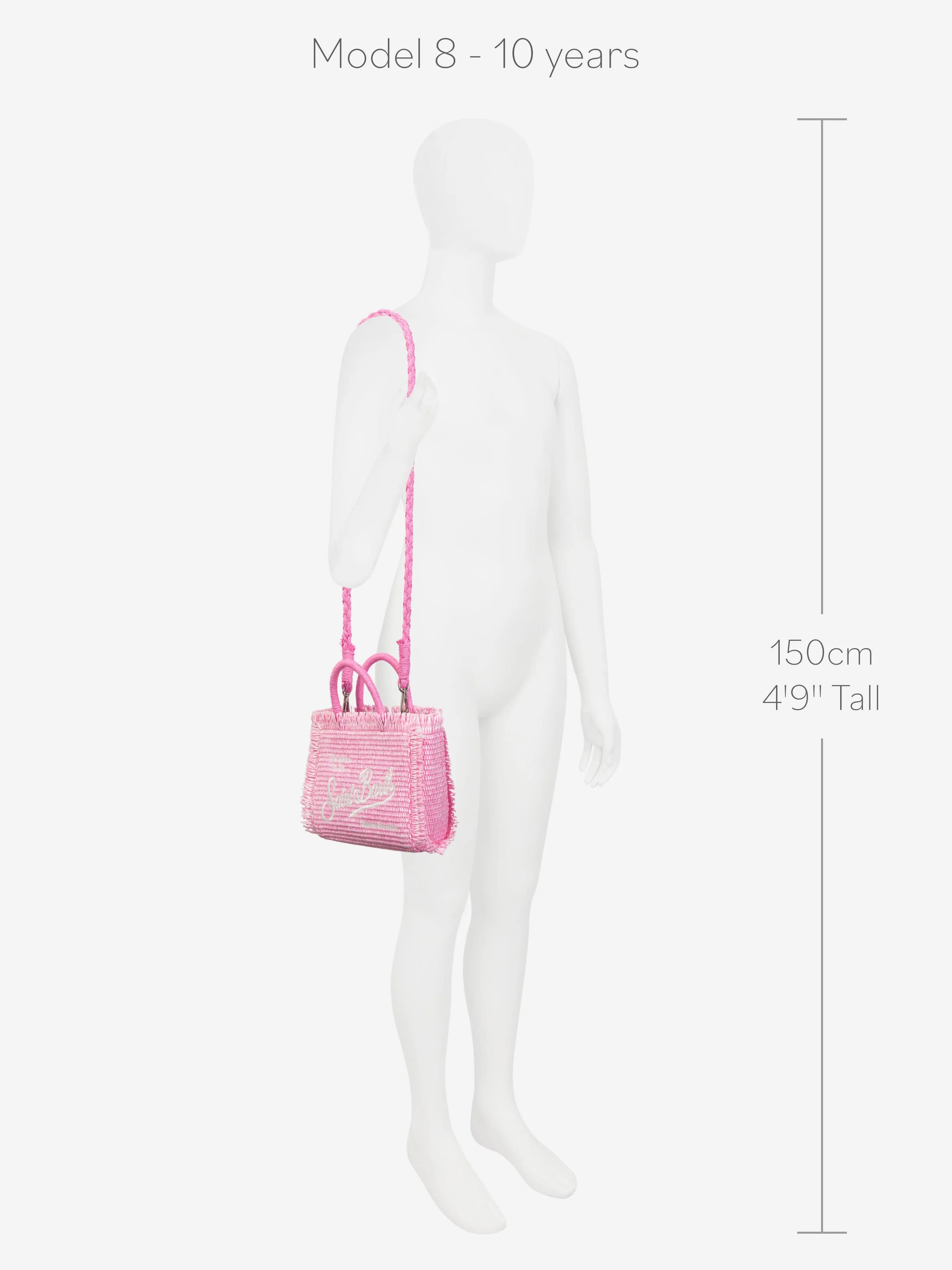 MC2 Saint Barth Girls Embroidered Straw Bag in Pink