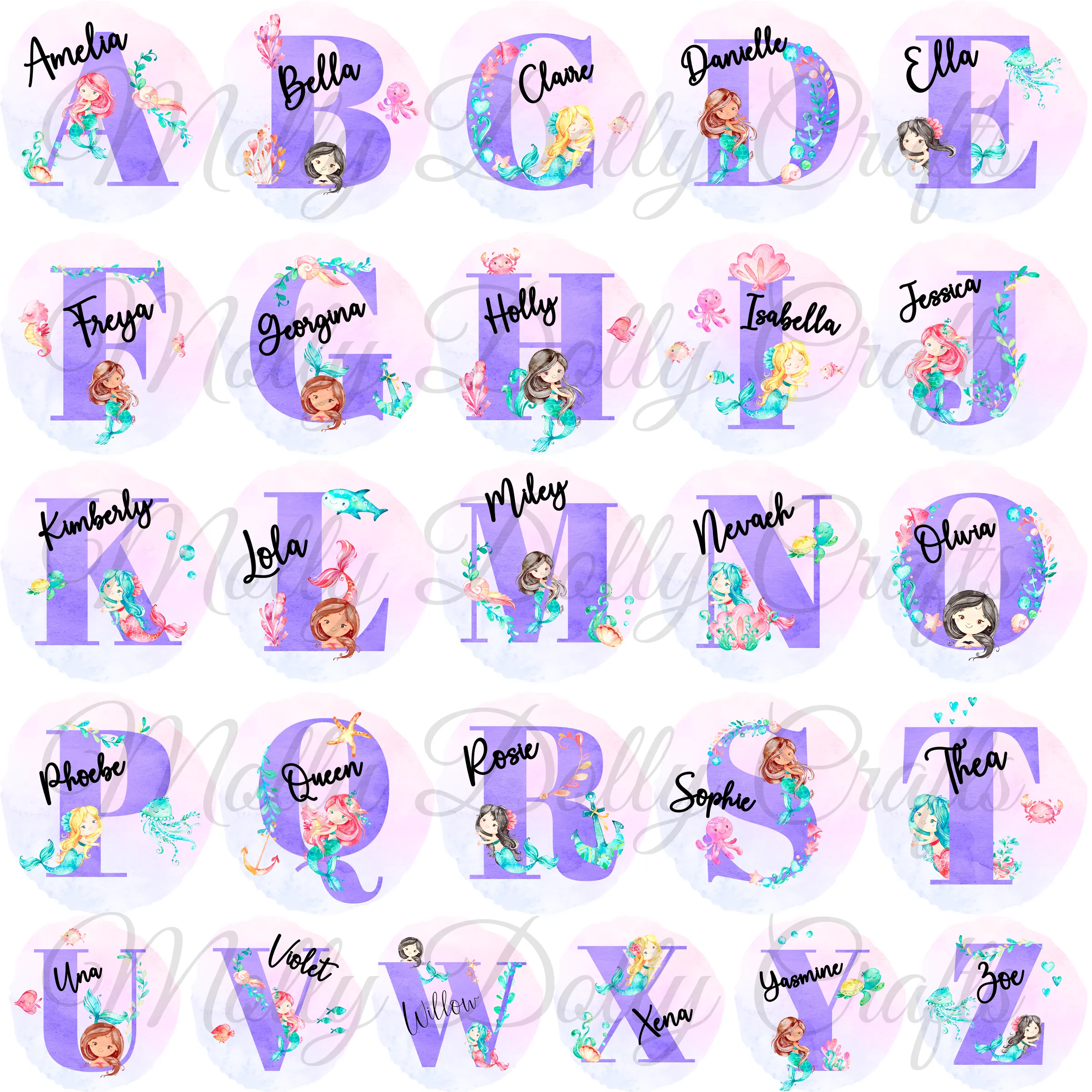 Mermaid Alphabet Personalised School Pencil Tin