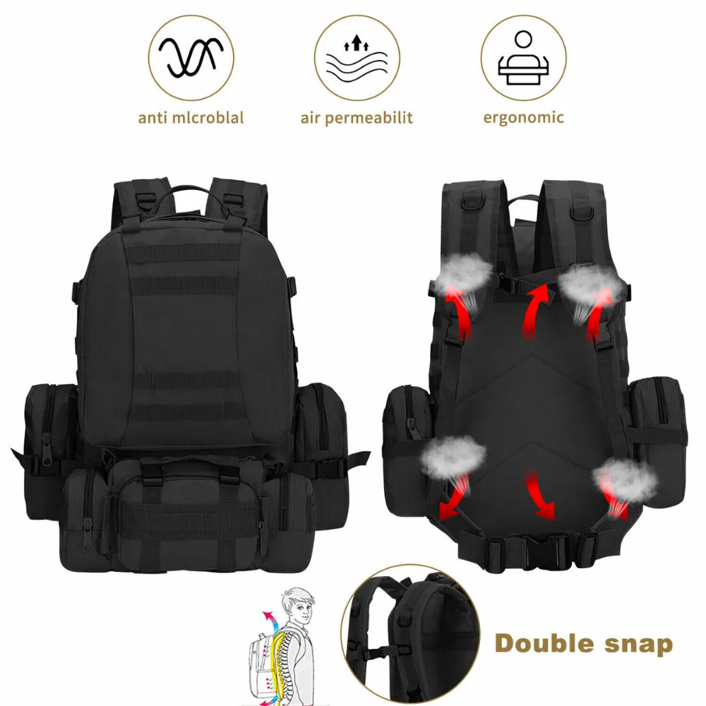 Military Style Outdoor Durable 55L Waterproof Backpack