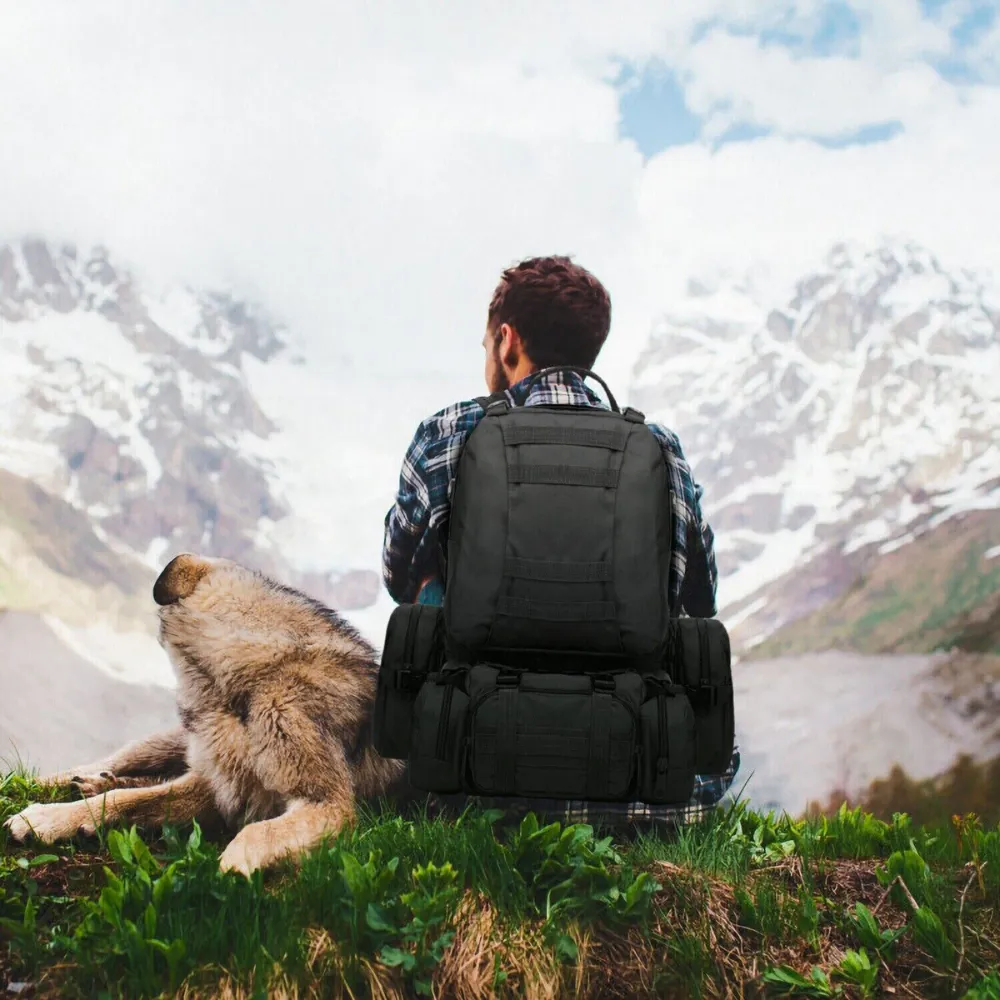 Military Style Outdoor Durable 55L Waterproof Backpack