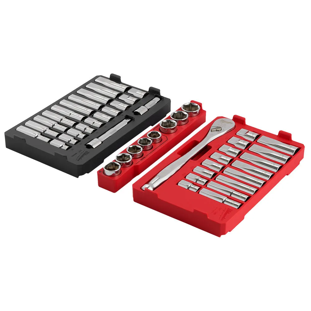 Milwaukee 48-22-9487 47 PC 1/2" Drive Ratchet/Socket Set w/ PACKOUT Organizer