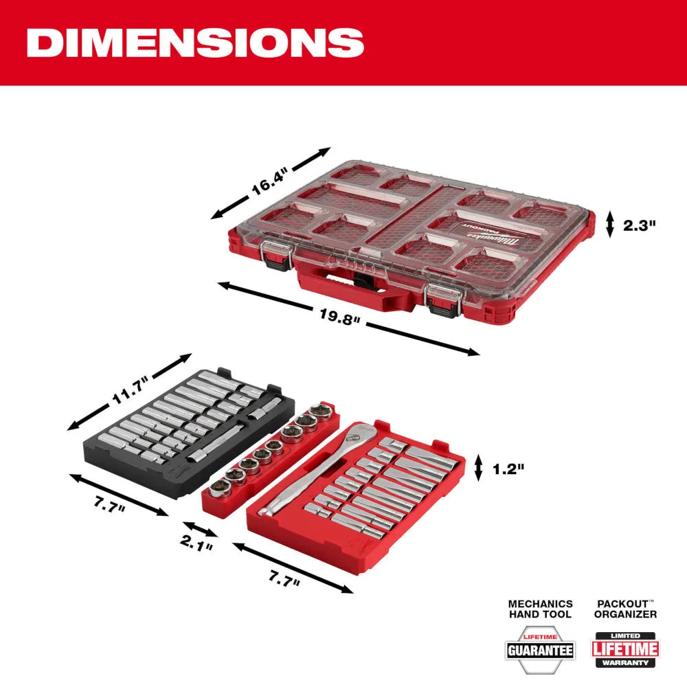 Milwaukee 48-22-9487 47 PC 1/2" Drive Ratchet/Socket Set w/ PACKOUT Organizer
