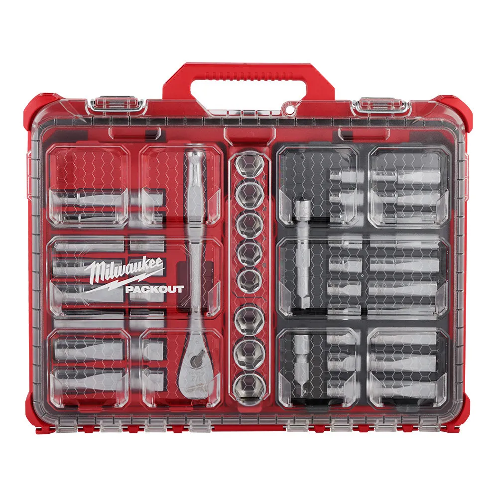 Milwaukee 48-22-9487 47 PC 1/2" Drive Ratchet/Socket Set w/ PACKOUT Organizer