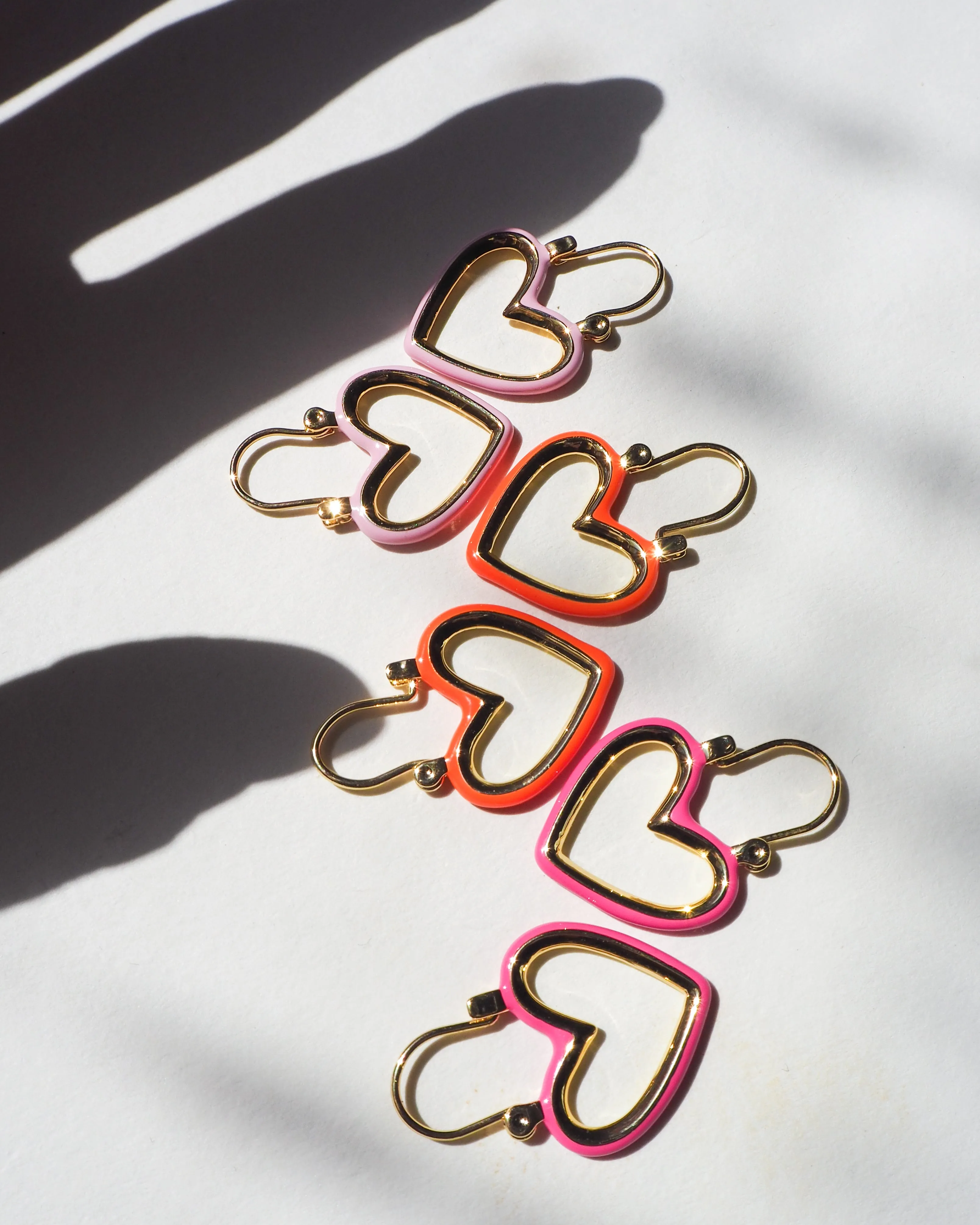 Mini Heartbreaker Hoops- Baby Pink- Silver