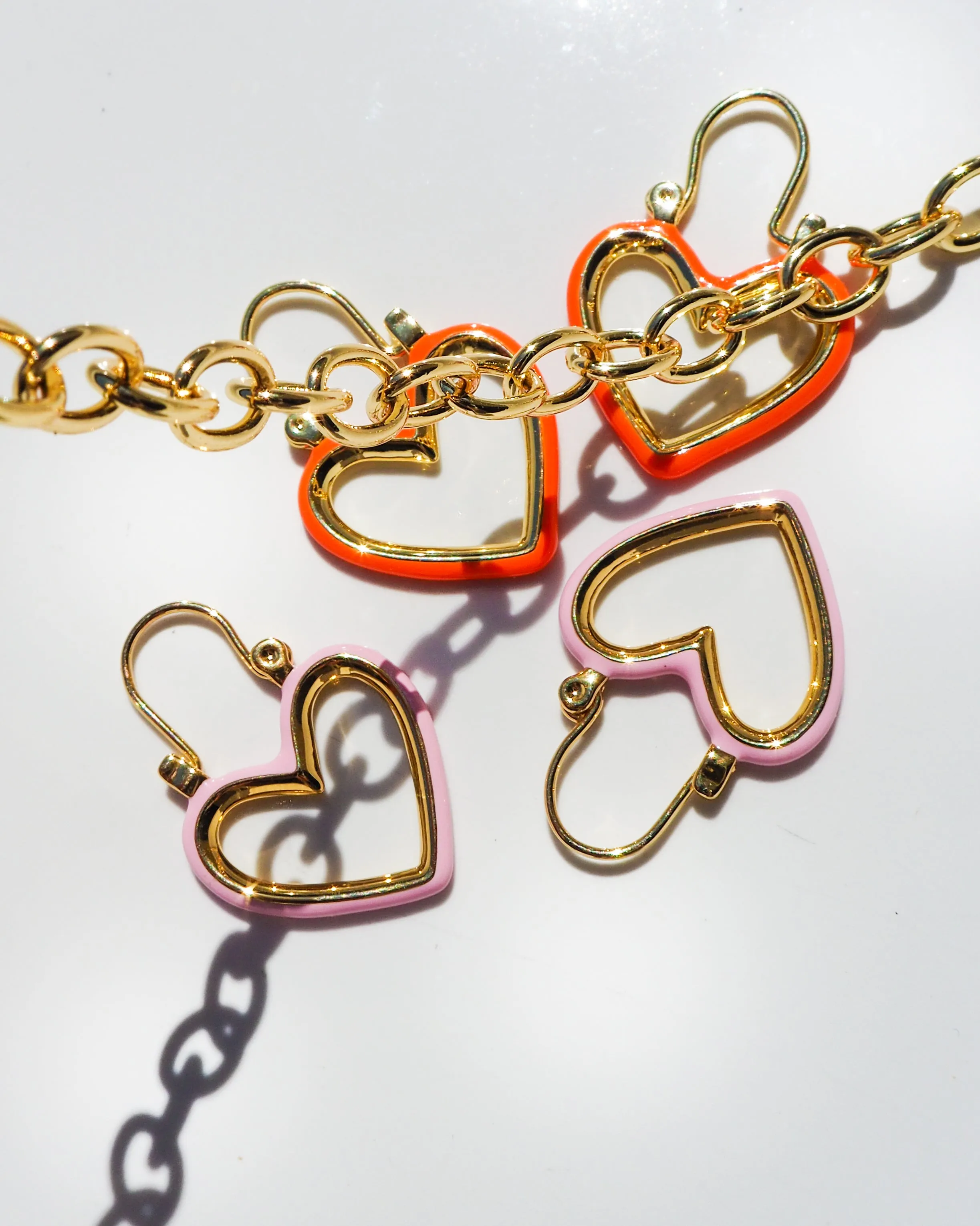 Mini Heartbreaker Hoops- Baby Pink- Silver