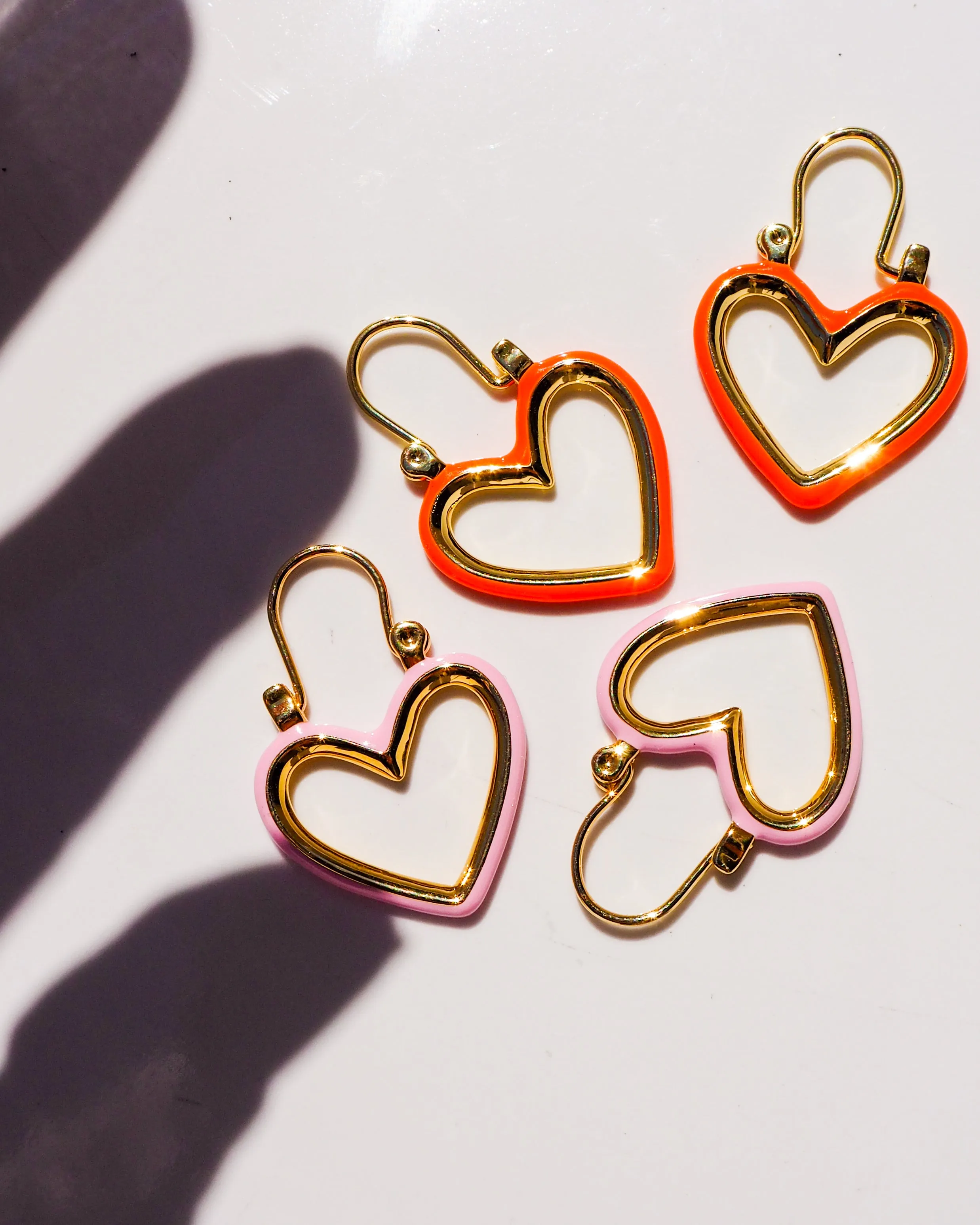 Mini Heartbreaker Hoops- Baby Pink- Silver