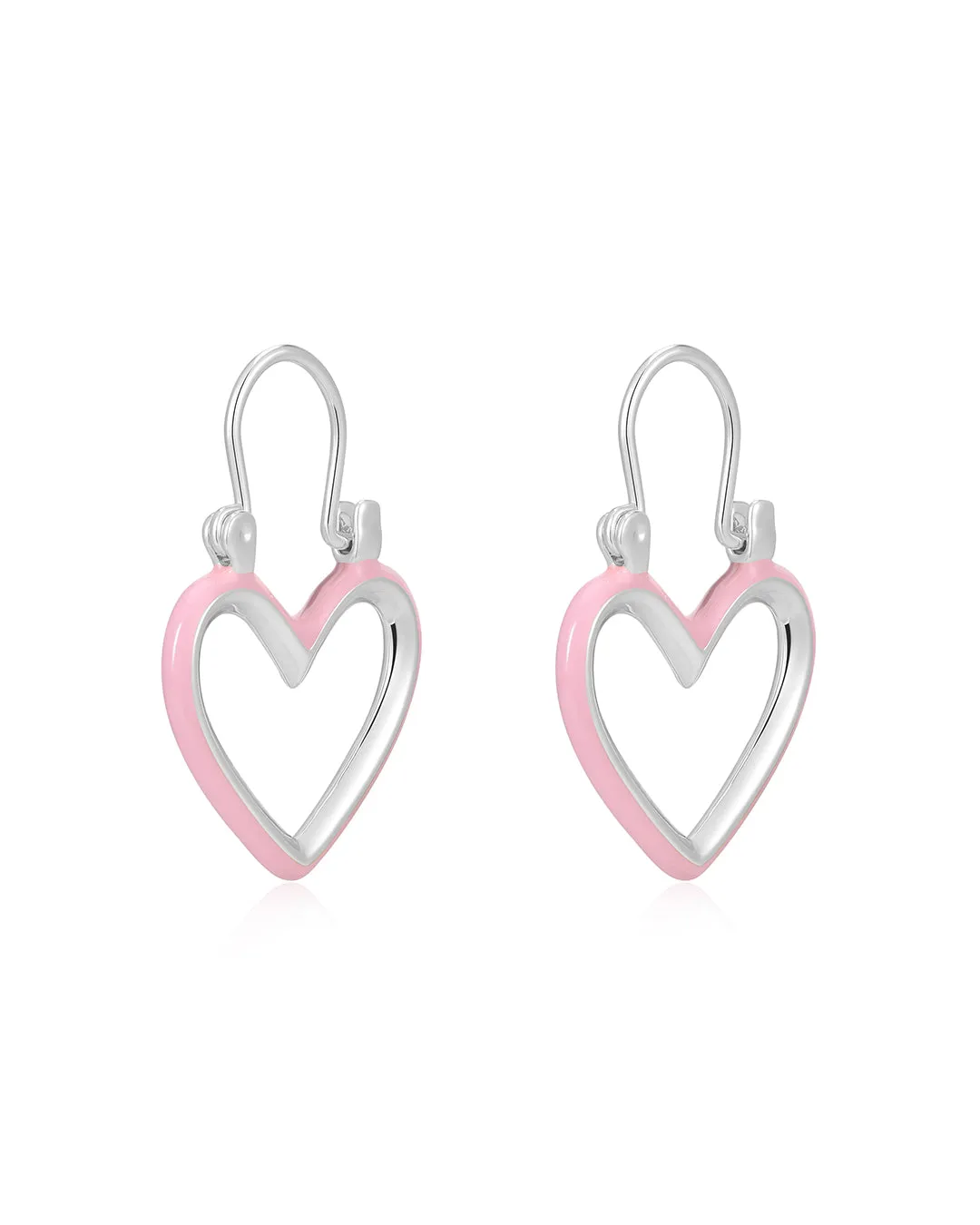 Mini Heartbreaker Hoops- Baby Pink- Silver