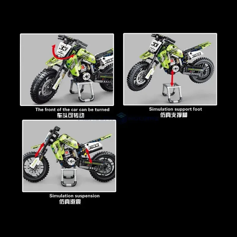 MOC Off-Road Kawasaki KX450 Motocross Bricks Toy T3033