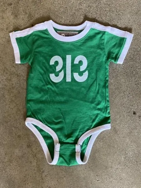 Modern 313 Sport Onesie / White   Vintage Green / Baby