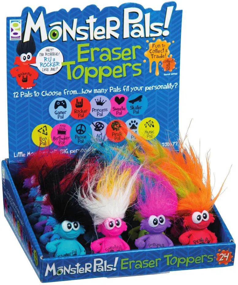Monster Pals Eraser & Pencil Topper - 48 Units