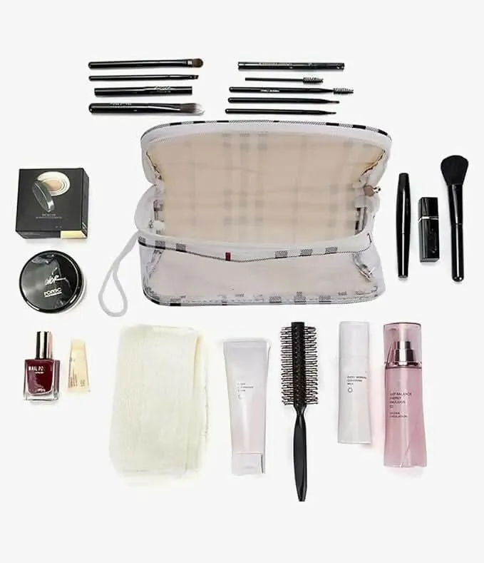 Multipurpose Transparent Travel Pouches Makeup, Toiletry, and Shaving Kit Organizer Bags for Women (Set of 4,