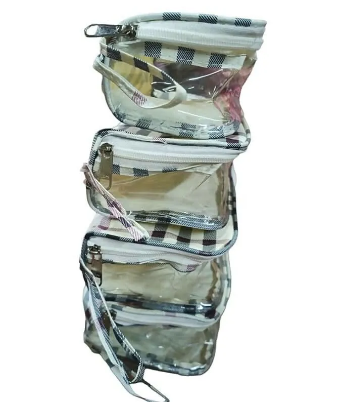 Multipurpose Transparent Travel Pouches Makeup, Toiletry, and Shaving Kit Organizer Bags for Women (Set of 4,