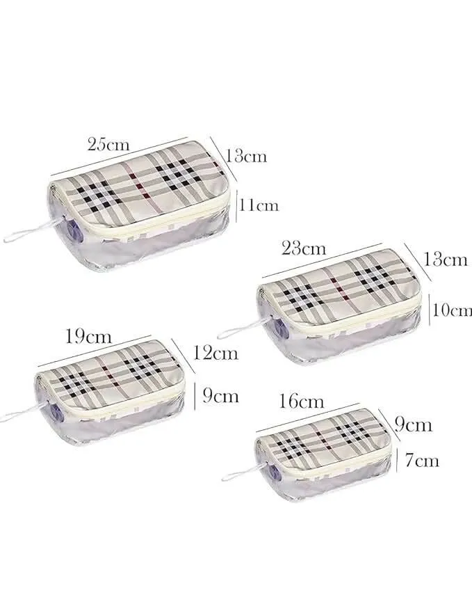 Multipurpose Transparent Travel Pouches Makeup, Toiletry, and Shaving Kit Organizer Bags for Women (Set of 4,