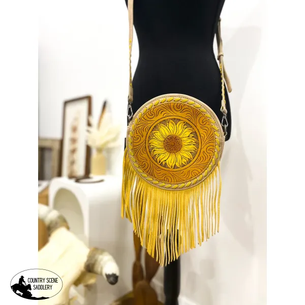 New!Sunflower Tooled Crossbody / BLUE