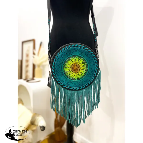 New!Sunflower Tooled Crossbody / BLUE