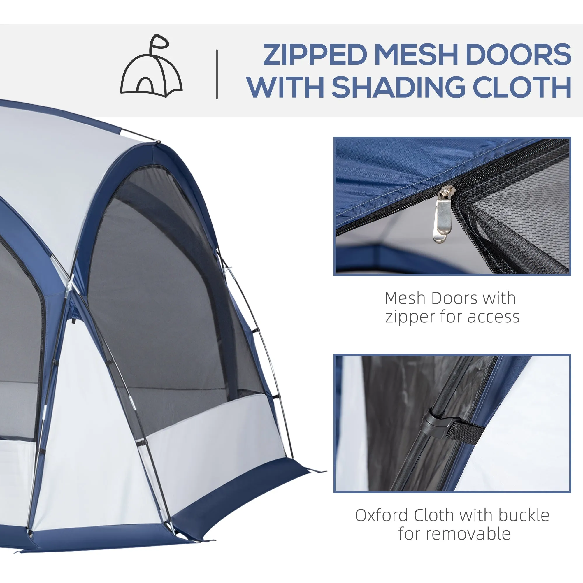 Outsunny Dome Tent for 6-8 Person Camping Tent w/ Zipped Mesh Doors Lamp Hook