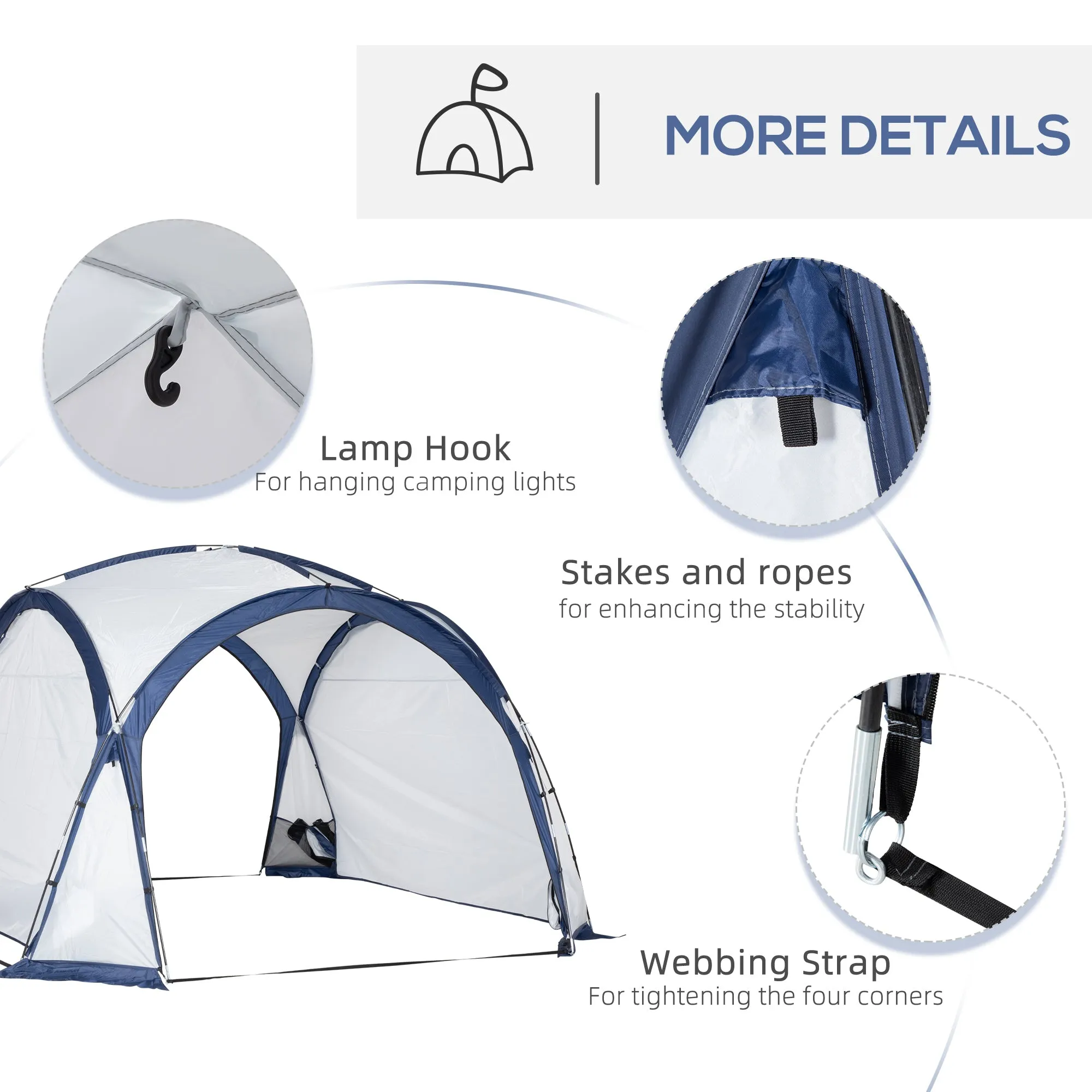 Outsunny Dome Tent for 6-8 Person Camping Tent w/ Zipped Mesh Doors Lamp Hook