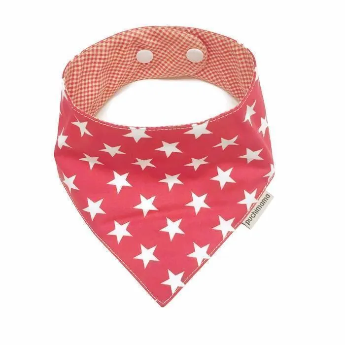 Puchimama PRBB0079R Red Stars Bandana Bib 紅底白星雙面三角純棉嬰兒口水巾