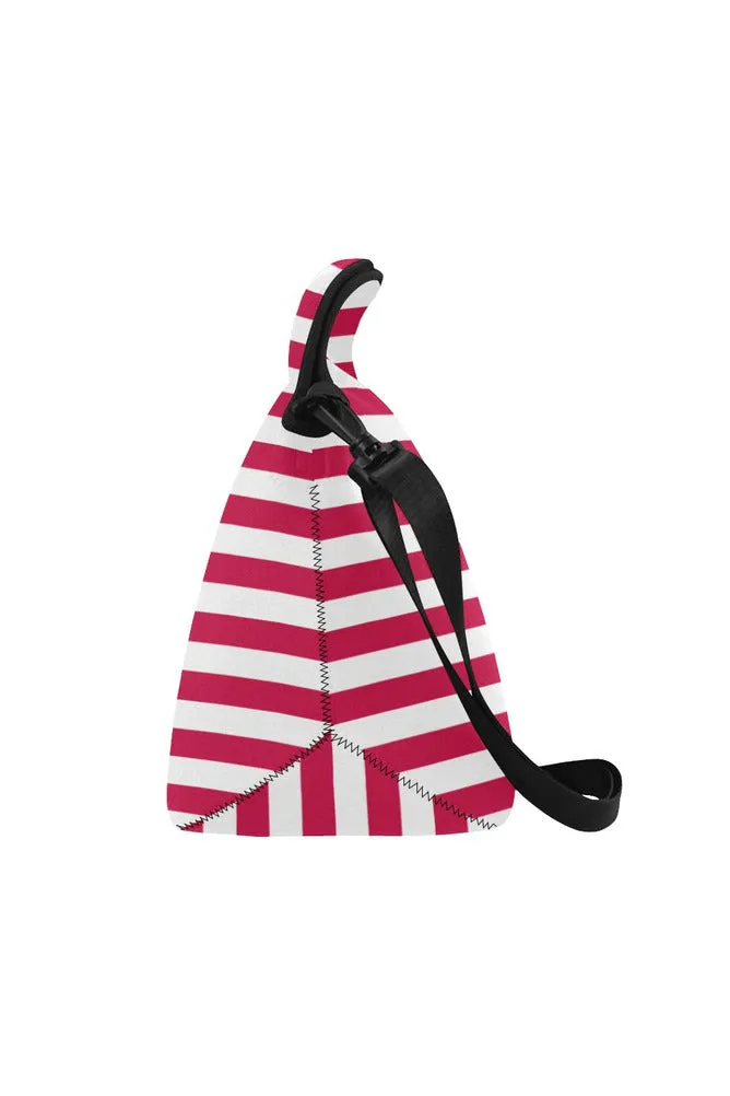 Red Stripes Neoprene Lunch Bag/Large (Model 1669)