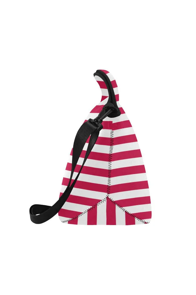 Red Stripes Neoprene Lunch Bag/Large (Model 1669)