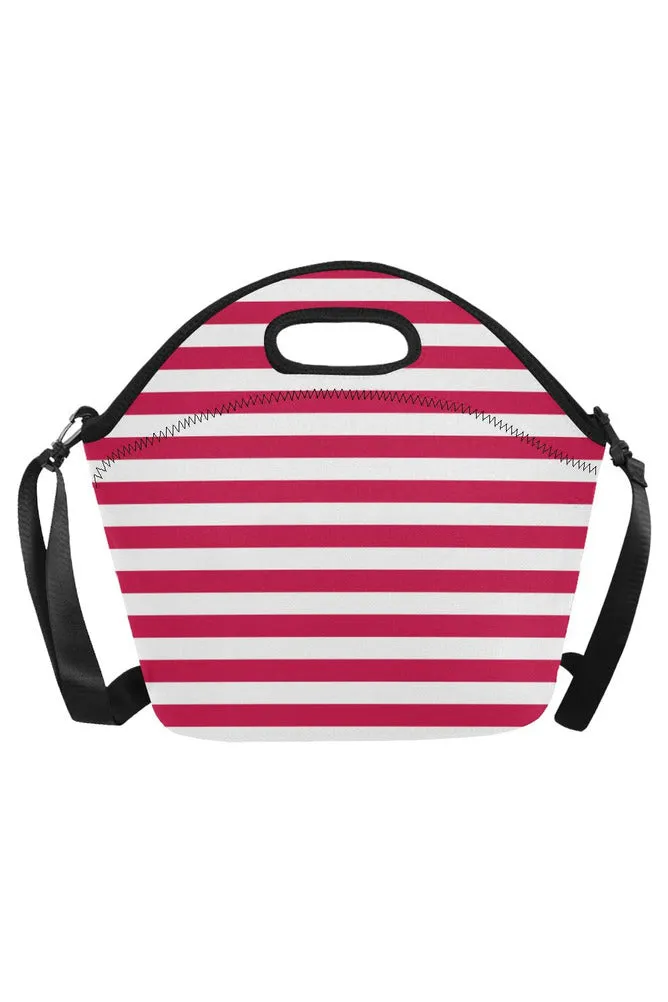 Red Stripes Neoprene Lunch Bag/Large (Model 1669)