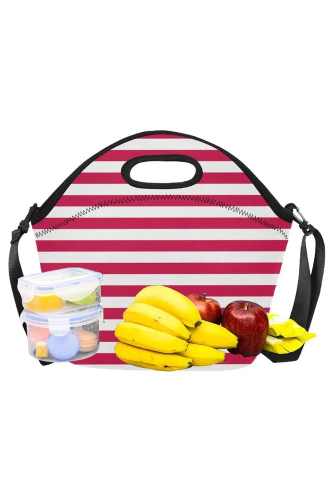 Red Stripes Neoprene Lunch Bag/Large (Model 1669)