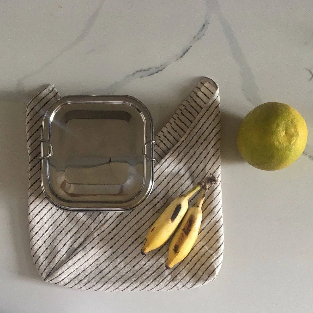 Set of 2 Bento  Bag - 2 knot bags in organic Kala Cotton for Veggies & Fruit, Wrapping Roti, Packing lunch box