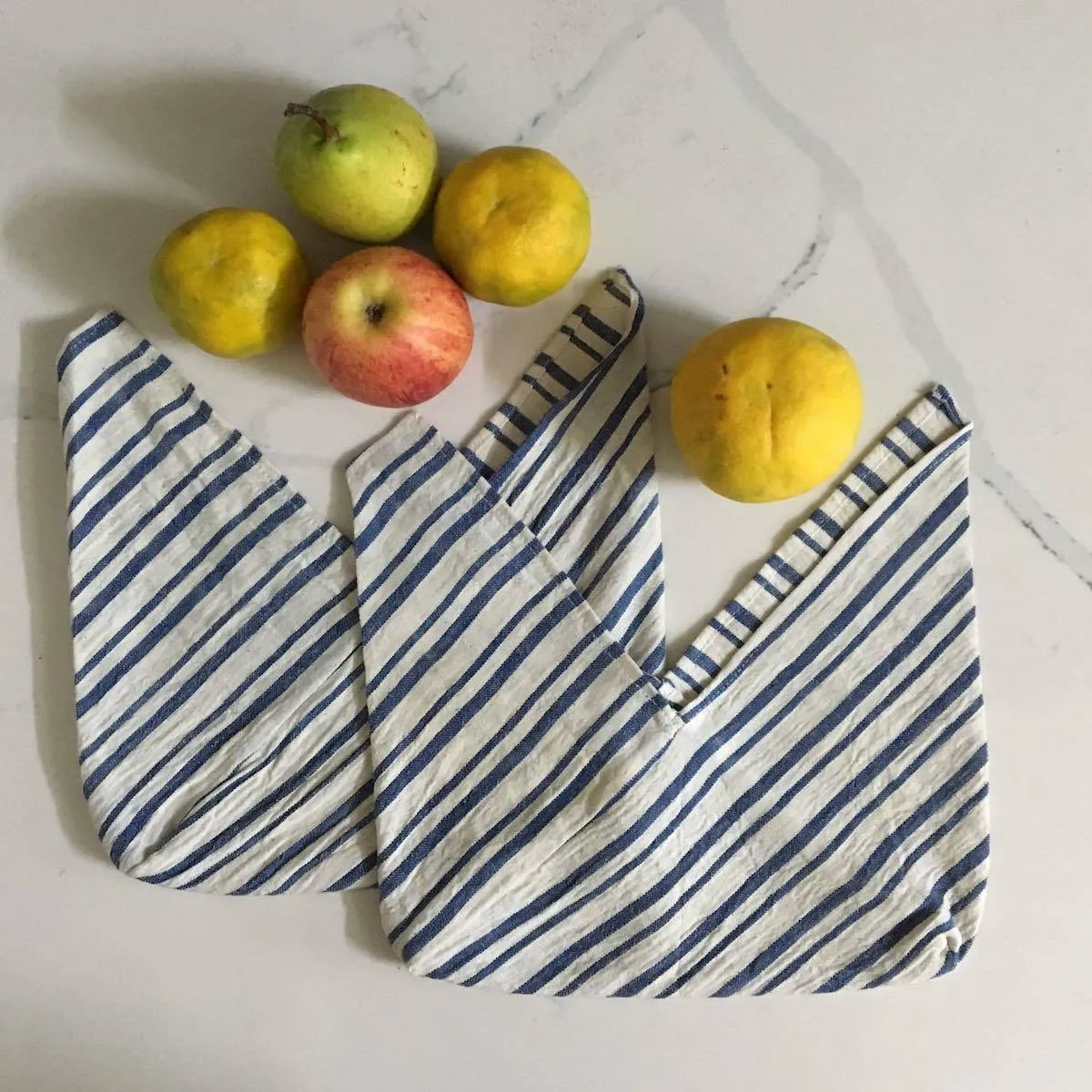Set of 2 Bento  Bag - 2 knot bags in organic Kala Cotton for Veggies & Fruit, Wrapping Roti, Packing lunch box
